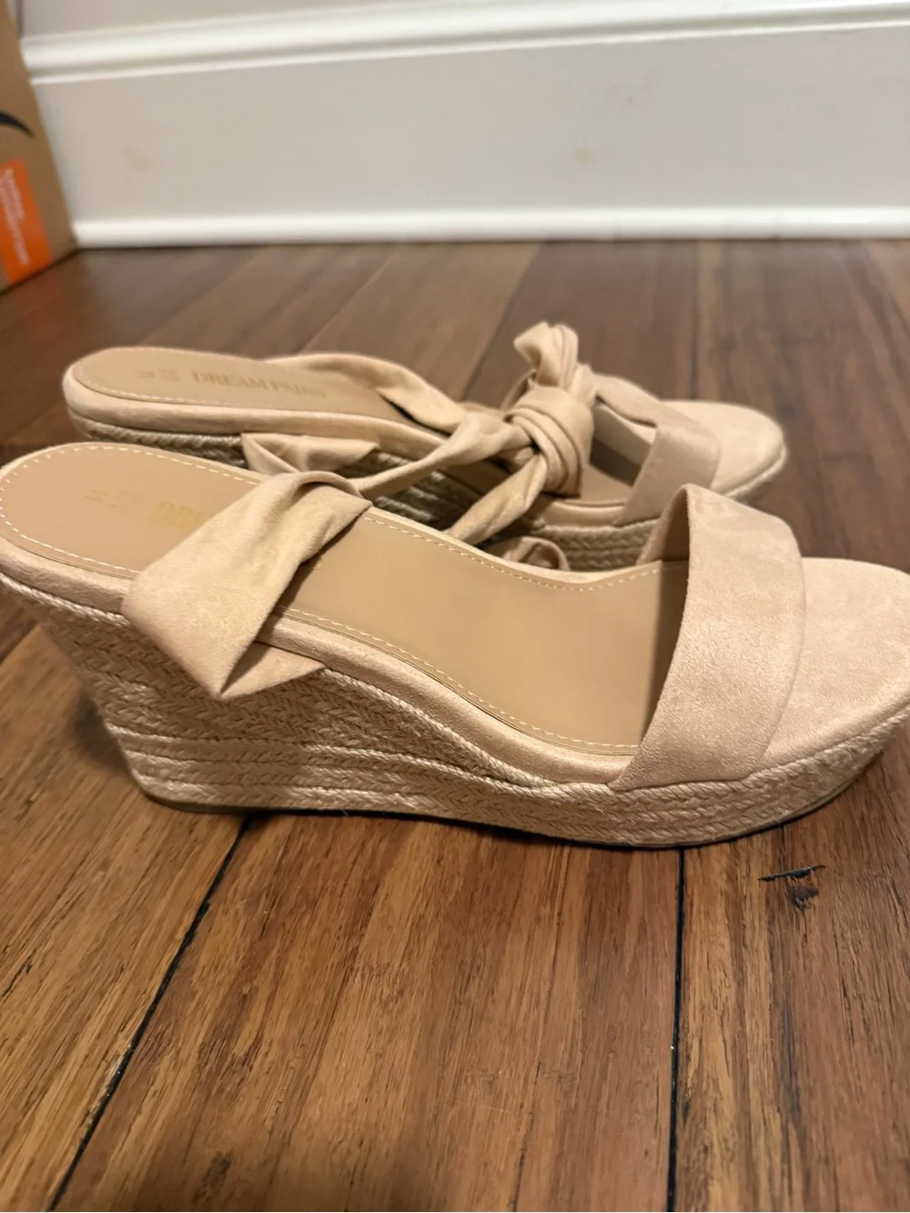 DREAM PAIRS Women's Espadrille Wedge Sandals, Size 11, Nude